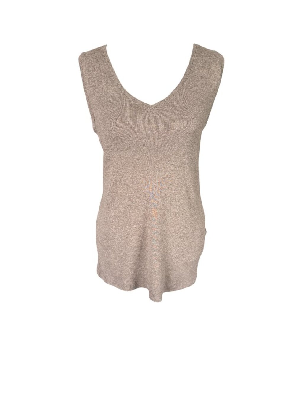 Chico's Raychel basic knit tank rockledge brown heather v-neck stretchy size 0